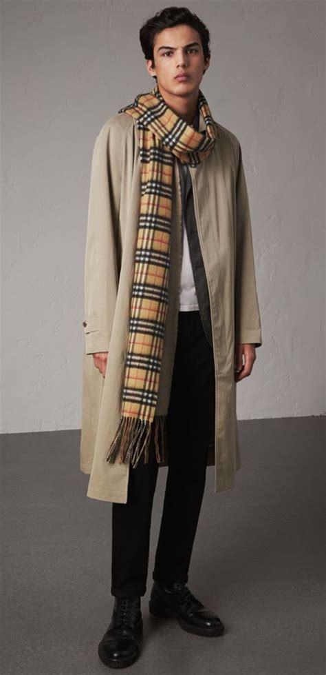 outfits to wear a burberry scarf on men|Burberry scarf 50 cashmere wool.